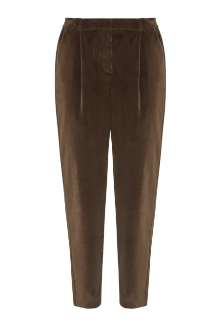 Pantaloni largi maro din catifea Pantaloni largi maro din catifea