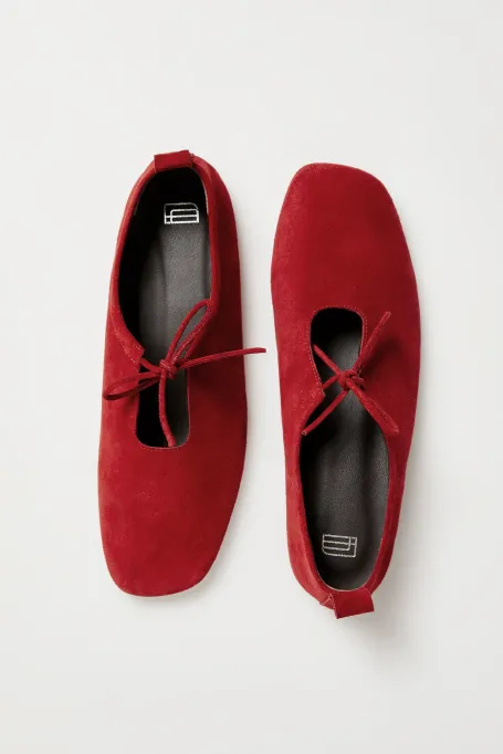 Balerini din piele intoarsa rosii