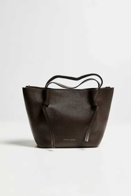 Geantă shopper maro din piele naturală