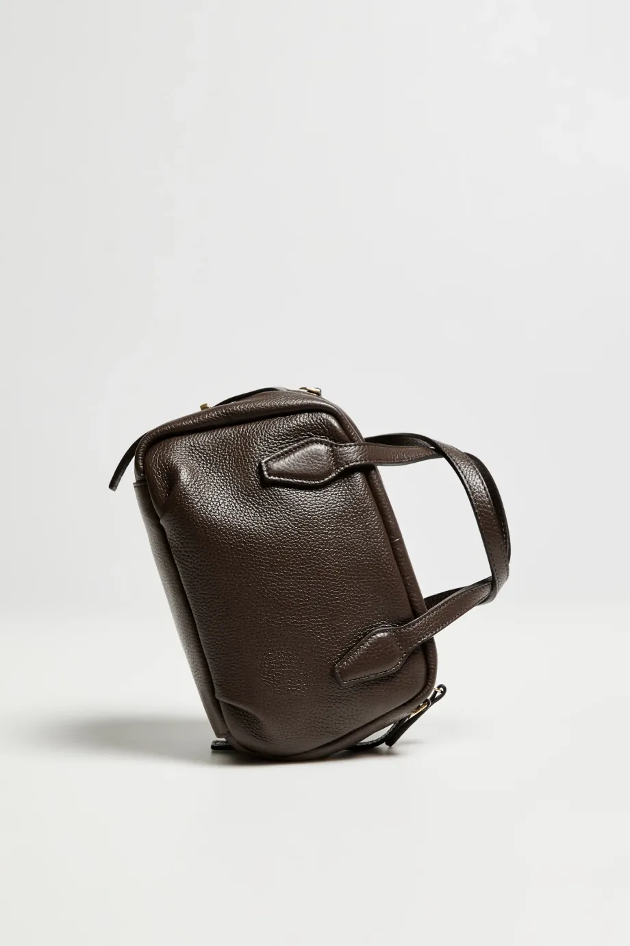 Geantă mică din piele de mazăre maro Geantă mică din piele de mazăre maro