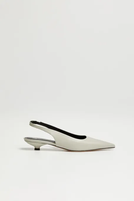 Pantofi slingback din piele verde deschis