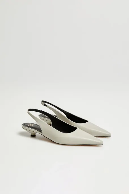 Pantofi slingback din piele verde deschis