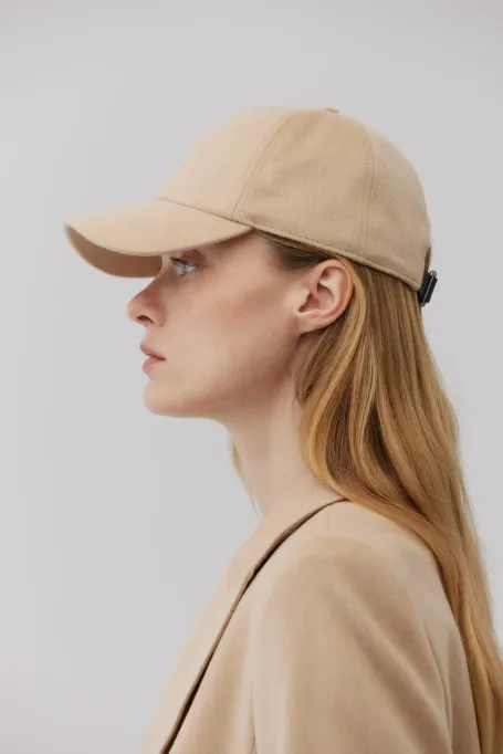 Şapcă de baseball din lână de cămilă bej