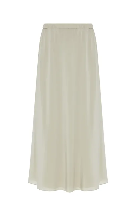 Fusta midi din matase verde deschis