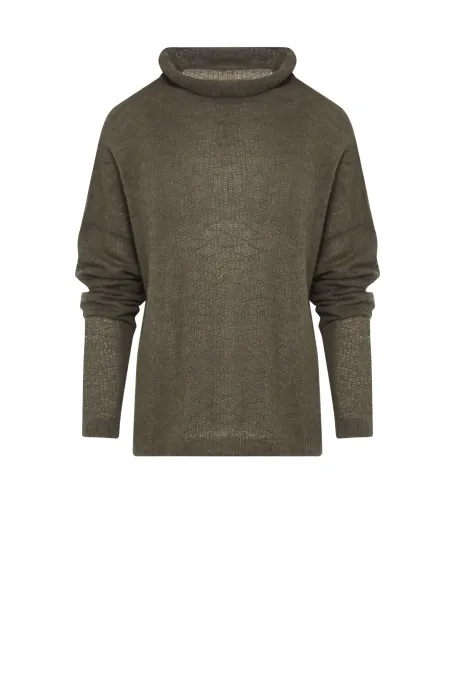 Turtleneck verde cu lana de alpaca