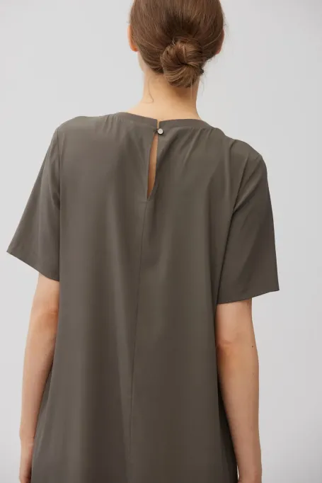 Rochie midi din mătase maro Rochie midi din mătase maro