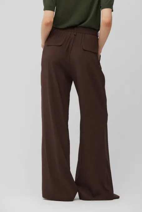 Pantaloni largi din mătase maro Pantaloni largi din mătase maro