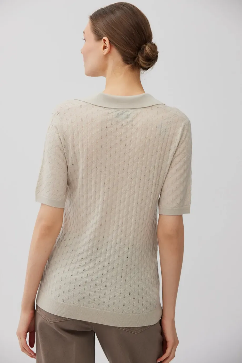 Tricou polo bej din lana merinos Tricou polo bej din lana merinos