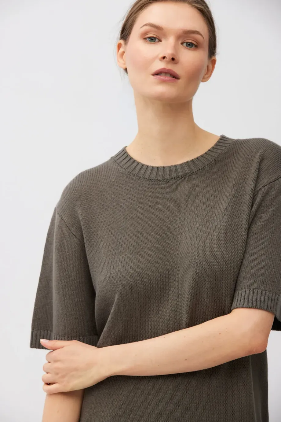 Tricou maro din in si bumbac Tricou maro din in si bumbac
