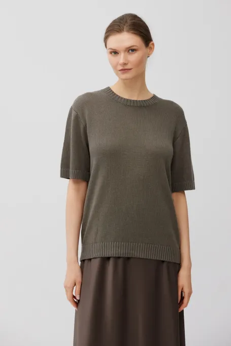 Tricou maro din in si bumbac