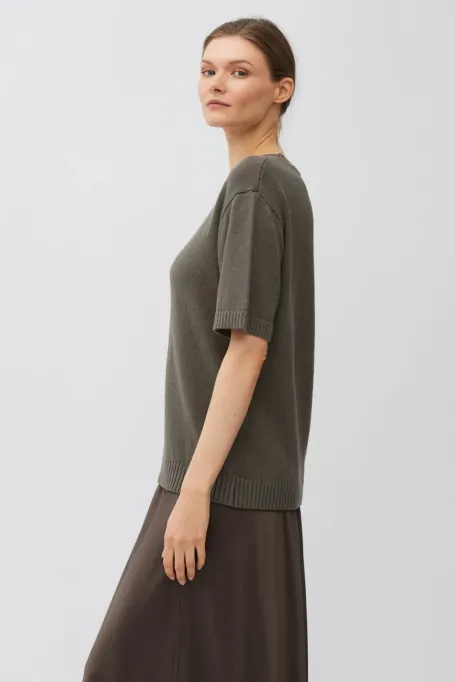 Tricou maro din in si bumbac