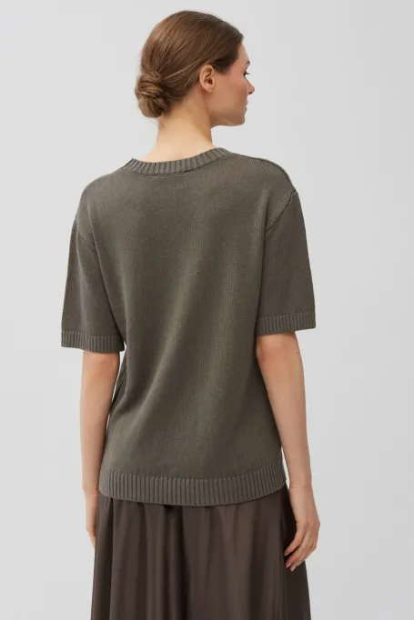 Tricou maro din in si bumbac Tricou maro din in si bumbac