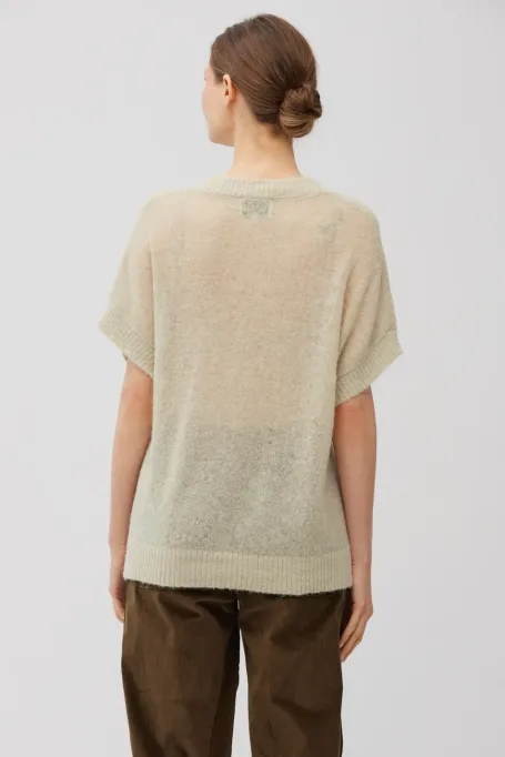 Pulover din lana de alpaca verde deschis