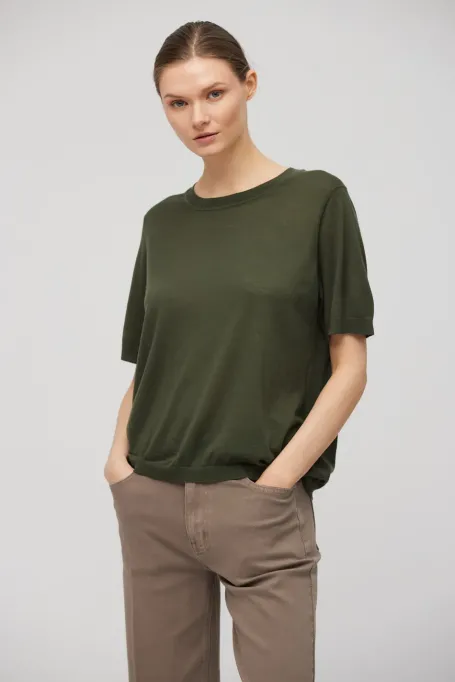 Tricou verde din lana merinos