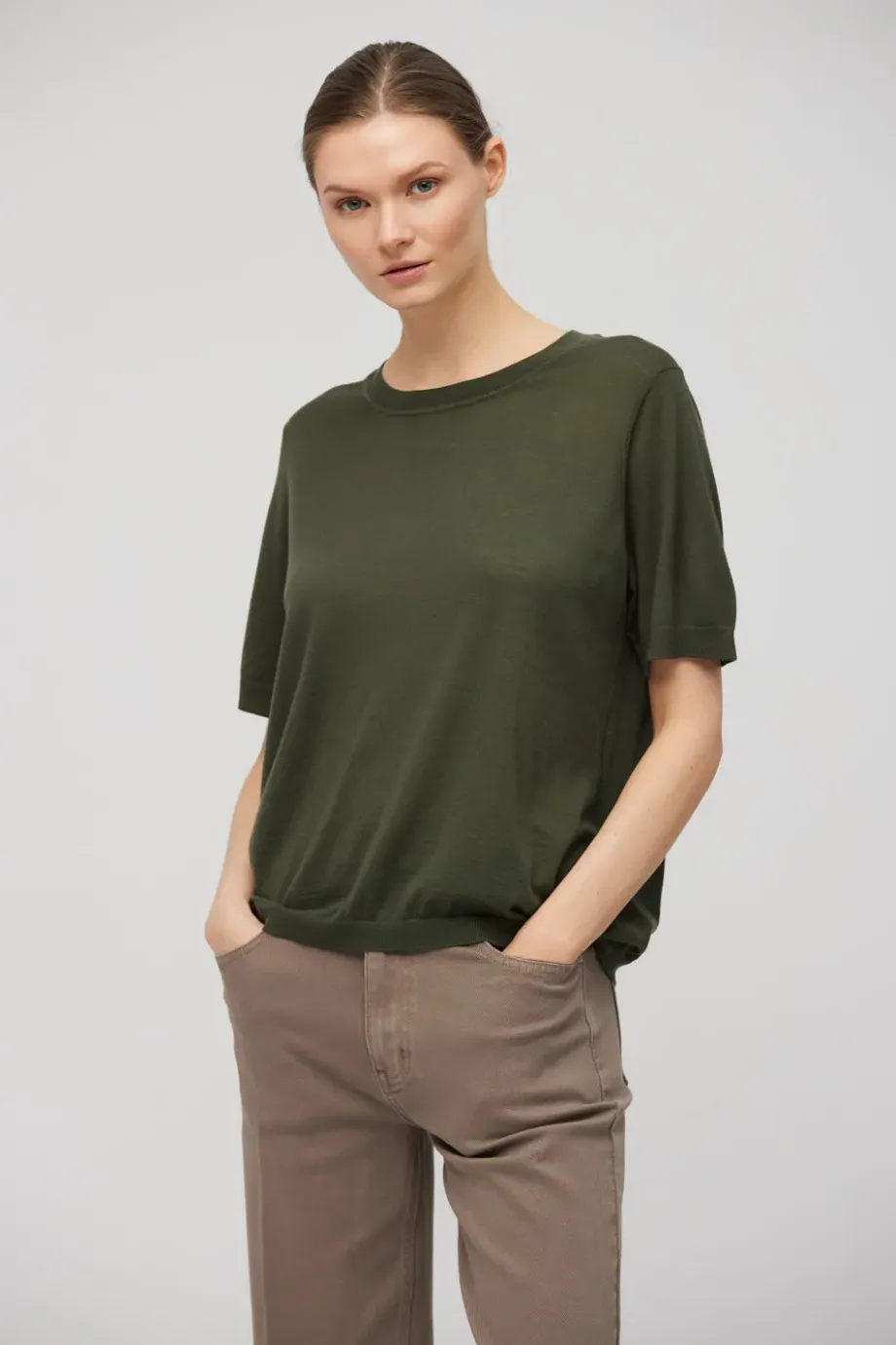 Tricou verde din lana merinos Tricou verde din lana merinos