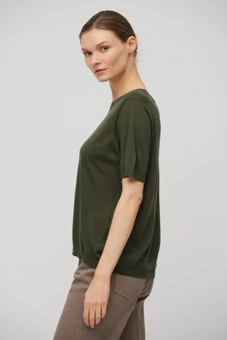 Tricou verde din lana merinos Tricou verde din lana merinos