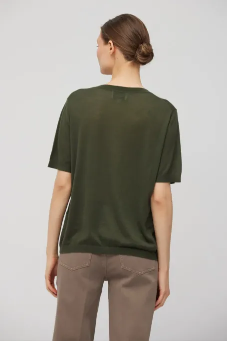 Tricou verde din lana merinos Tricou verde din lana merinos