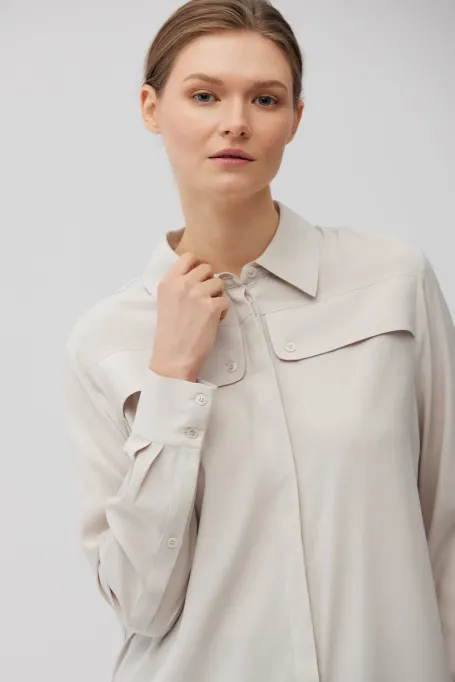 Cămașă lentă de mătase bej