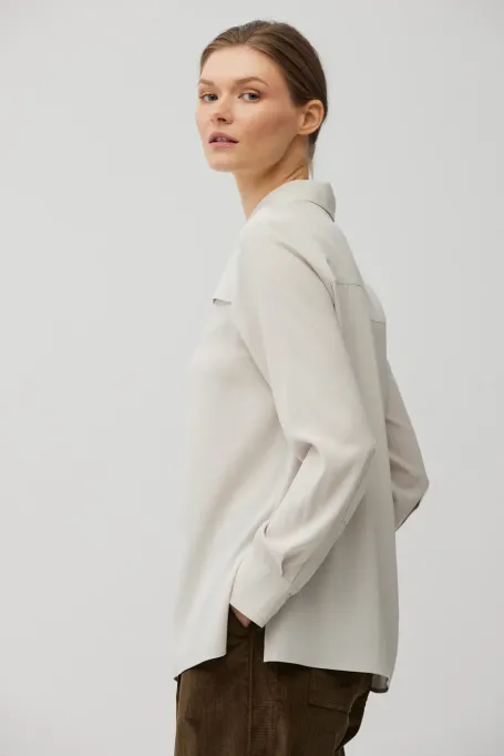 Cămașă lentă de mătase bej