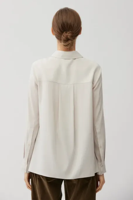 Cămașă lentă de mătase bej