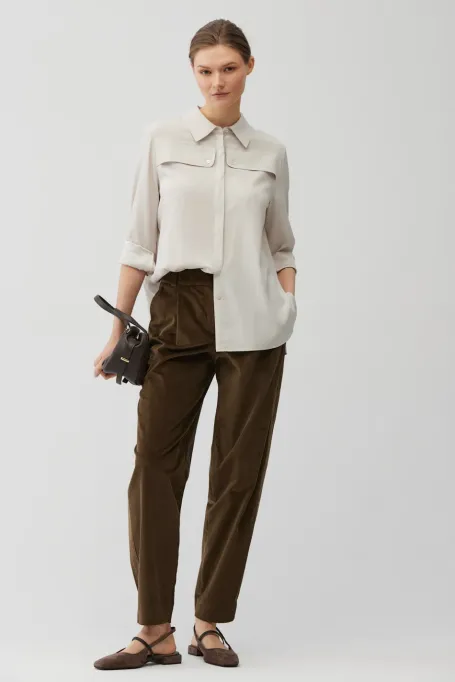 Cămașă lentă de mătase bej