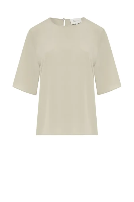 Bluză de mătase verde deschis cu mâneci scurte