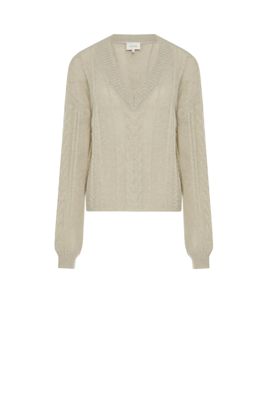 Pulover verde deschis din tricot liber cu lână de alpaca Pulover verde deschis din tricot liber cu lână de alpaca