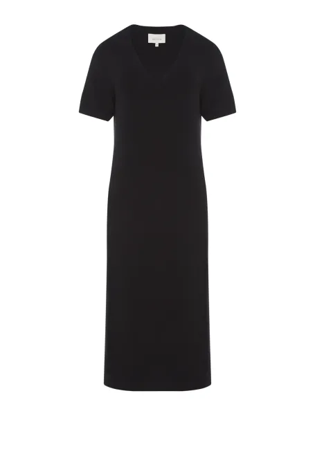 Rochie neagră din tricot cu decolteu în V Rochie neagră din tricot cu decolteu în V