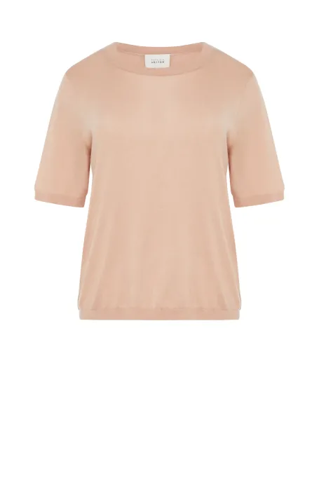 Tricou roz pudrat din cașmir și lyocell