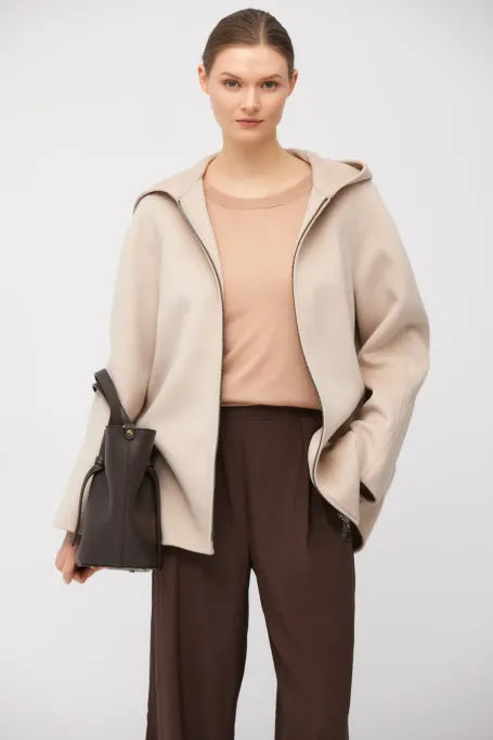 Tricou roz pudrat din cașmir și lyocell