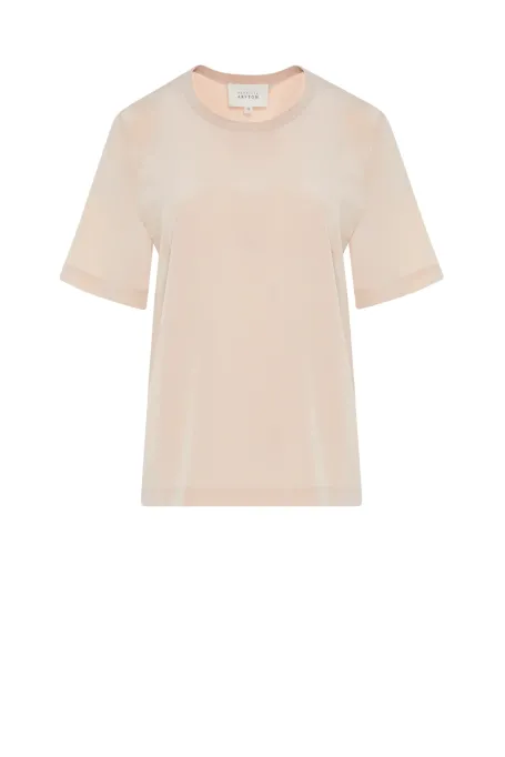 Bluză de mătase Brigitte roz pudrat