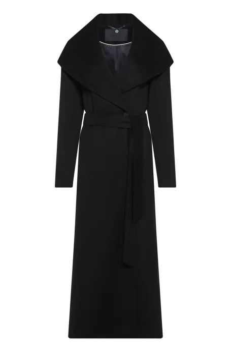 Palton negru de cașmir cu glugă