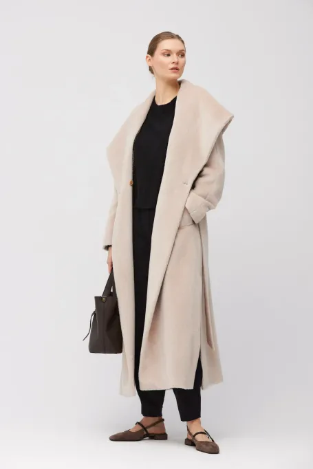 Palton Maxi Baby Suri Alpaca cu glugă