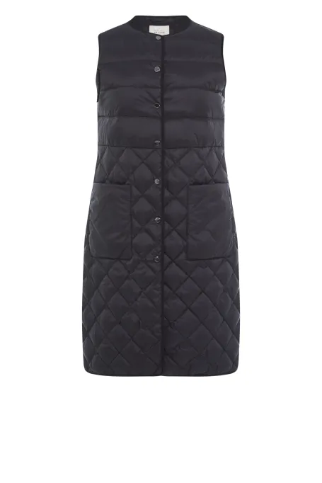 Vestă neagră cu puf lung