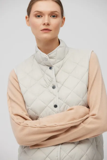 Vestă scurtă de puf bej