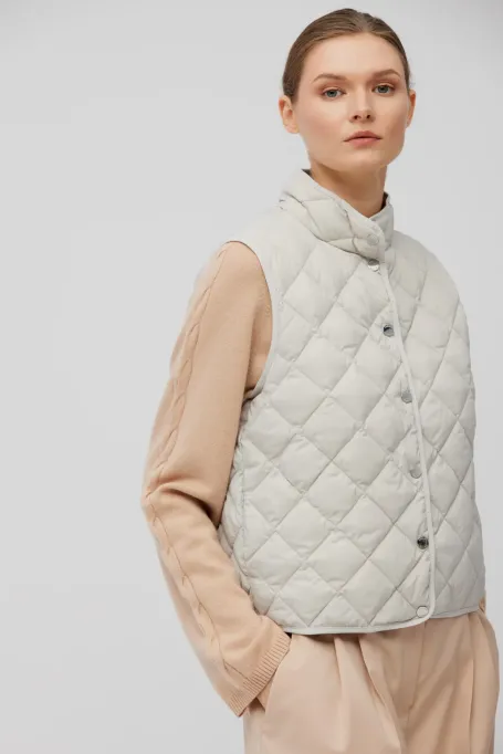 Vestă scurtă de puf bej