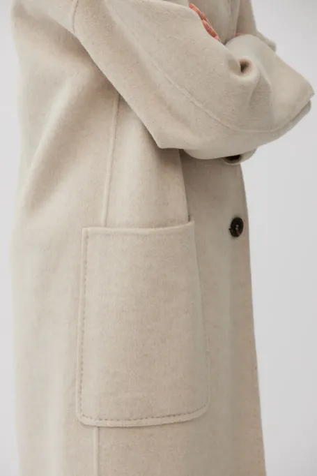 Palton dublu bej din lână și mătase