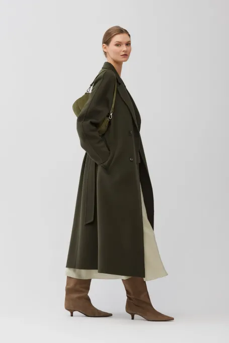 Palton de mătase dublu, verde închis