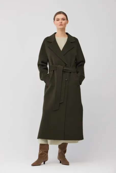 Palton de mătase dublu, verde închis