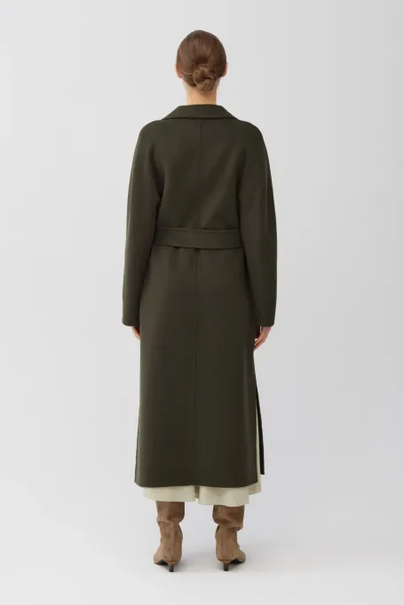 Palton de mătase dublu, verde închis