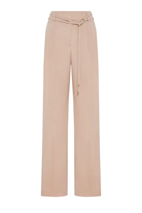 Pantaloni roz pudrat din lana virgina Pantaloni roz pudrat din lana virgina