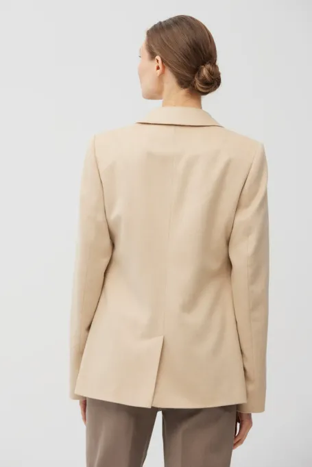 Jachetă din lână Camel Bej Albino