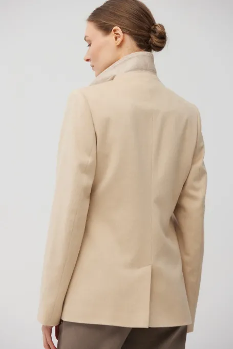 Jachetă din lână Camel Bej Albino