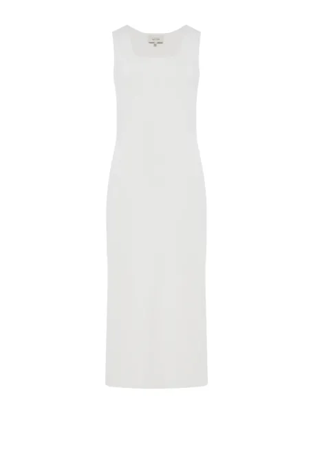Rochie midi albă cu decolteu pătrat Rochie midi albă cu decolteu pătrat