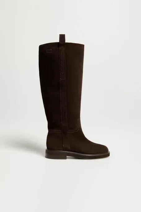 Cizme din piele întoarsă maro