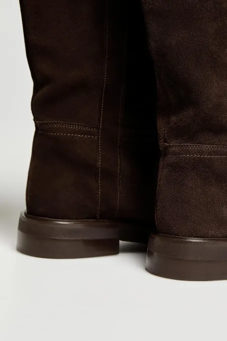 Cizme din piele întoarsă maro