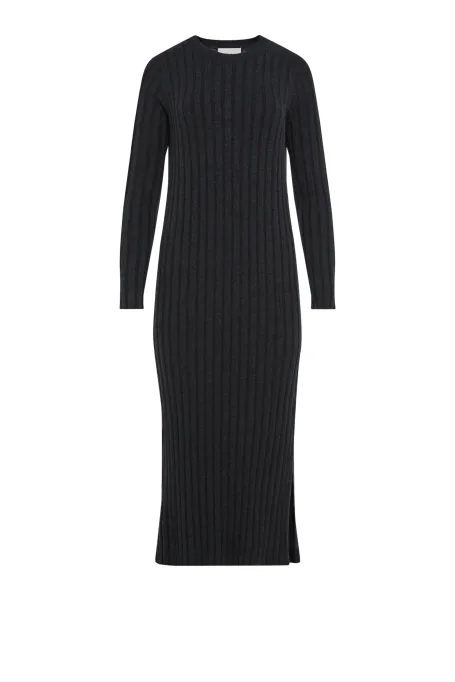 Rochie gri închis din tricot din lână merinos Rochie gri închis din tricot din lână merinos