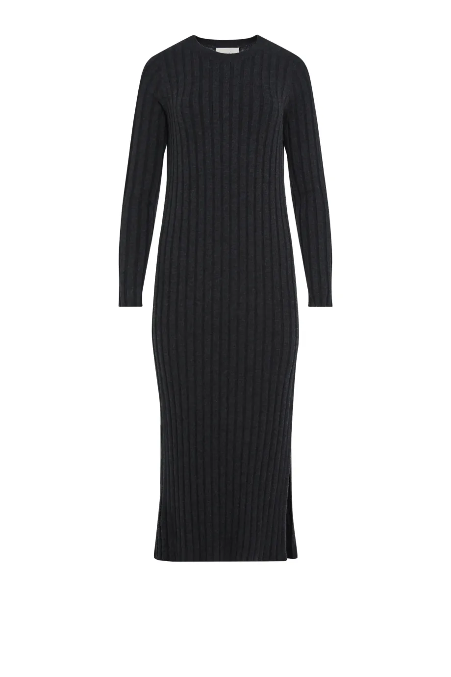 Rochie gri închis din tricot din lână merinos Rochie gri închis din tricot din lână merinos