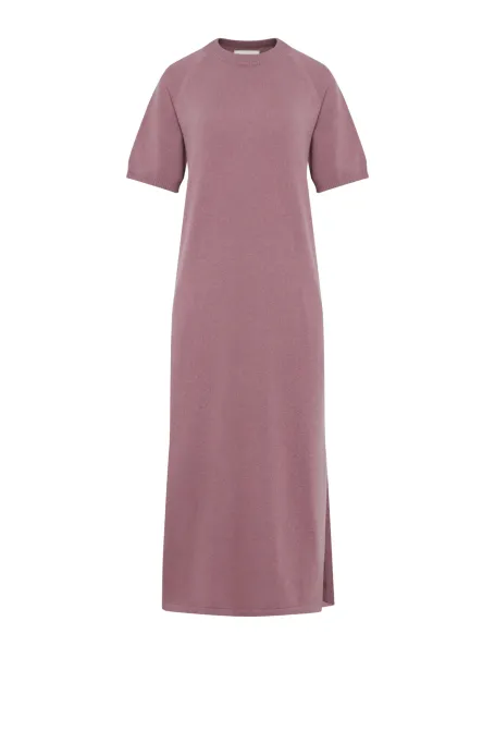 Rochie midi din lână merinos violet deschis