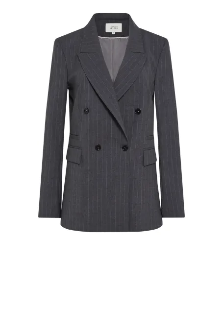 Jachetă gri din lână cu dungi pentru costum